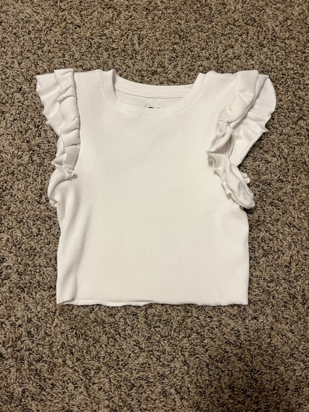 SO White Ruffle Sleeve Crop Top